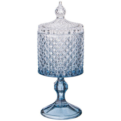 Емкость для хранения на ножке "DIAMANT BLUE" 8,5*8,5*23см LEFARD 355-313