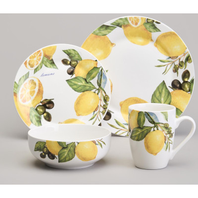 Набор посуды обеденный "ЛЕМОН ТРИ" на 4 пер. 16 пр. (кор=2наб.) LEFARD 358-2220