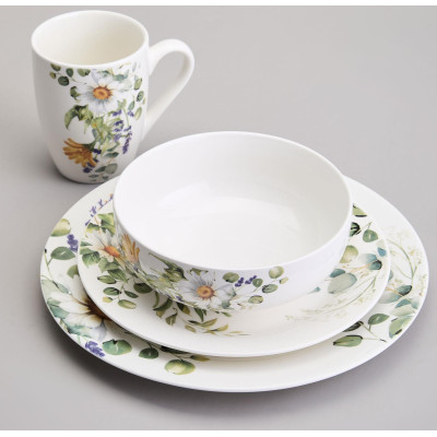 Набор посуды обеденный "РОМАШКОВОЕ ПОЛЕ" на 4 пер. 16 пр. (кор=2наб.) LEFARD 358-2226-1