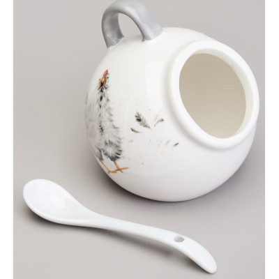 Солонка с ложкой "FUNNY HENS" 9*9,5 см 150 мл (кор=48шт.) LEFARD 358-2307-2