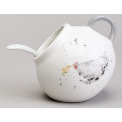 Солонка с ложкой "FUNNY HENS" 9*9,5 см 150 мл (кор=48шт.) LEFARD 358-2307