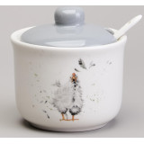 Сахарница с ложкой "FUNNY HENS" 9,5*10 см 300 мл (кор=36шт.) LEFARD 358-2309