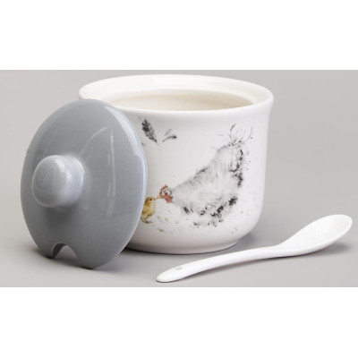 Сахарница с ложкой "FUNNY HENS" 9,5*10 см 300 мл (кор=36шт.) LEFARD 358-2309-2