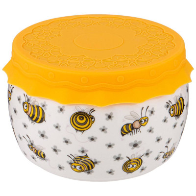 Банка с силиконовой крышкой "ПЧЕЛЫ" 500 мл (кор=24шт.) LEFARD 359-578