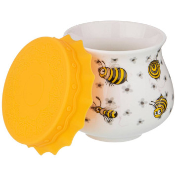 Баночка с силиконовой крышкой "ПЧЕЛЫ" 300 мл (кор=36шт.) LEFARD 359-677-1
