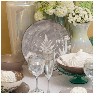 Тарелка обеденная "FOREST TALE" grey 25 см (кор=24шт.) LEFARD 409-194-2