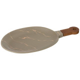 Блюдо для сервировки с деревянной ручкой коллекция "ЗОЛОТОЙ МРАМОР" цвет: gray 37,5*19*2,4 см LEFARD 412-126