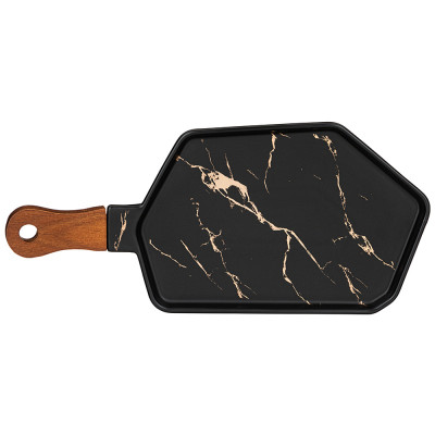 Менажница с деревянной ручкой коллекция "ЗОЛОТОЙ МРАМОР" цвет:black 35*16 см LEFARD 412-199