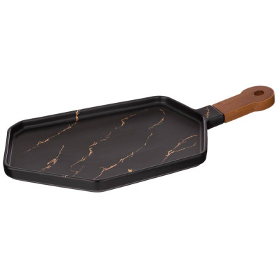 Менажница с деревянной ручкой коллекция "ЗОЛОТОЙ МРАМОР" цвет:black 40*19 см LEFARD 412-201-1