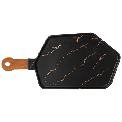 Менажница с деревянной ручкой коллекция "ЗОЛОТОЙ МРАМОР" цвет:black 40*19 см LEFARD 412-201