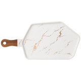 Менажница с деревянной ручкой коллекция "ЗОЛОТОЙ МРАМОР" цвет:white 40*19 см LEFARD 412-202