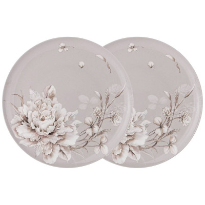 Набор тарелок обеденных "WHITE FLOWER" 2 шт. 25,5 см серый (кор=12наб.) LEFARD 415-2130
