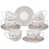 Чайный набор "WHITE FLOWER" на 6пер. 12пр. 330мл серый (кор=4наб.) LEFARD 415-2138