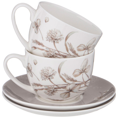 Чайный набор "WHITE FLOWER" на 6пер. 12пр. 330мл серый (кор=4наб.) LEFARD 415-2138-5