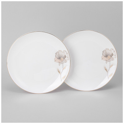 Набор тарелок закусочных "INSPIRATION" золотой цветок 2 шт. 20,5 см (кор=12наб.) LEFARD 422-121