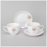 Чайный набор "INSPIRATION" золотой цветок на 2 пер. 4 пр. 260 мл (кор=12наб.) LEFARD 422-123