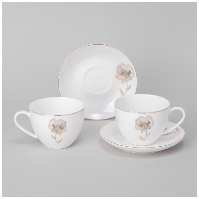 Чайный набор "INSPIRATION" золотой цветок на 2 пер. 4 пр. 260 мл (кор=12наб.) LEFARD 422-123