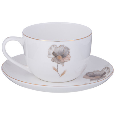 Чайная пара "INSPIRATION" золотой цветок 380 мл (кор=24наб.) LEFARD 422-126-1