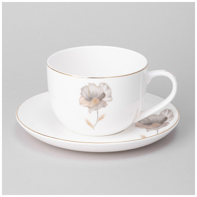 Чайная пара "INSPIRATION" золотой цветок 380 мл (кор=24наб.) LEFARD 422-126