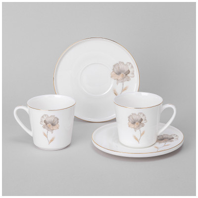 Кофейный набор "INSPIRATION" золотой цветок на 2 пер. 4 пр. 220 мл (кор=12наб.) LEFARD 422-127