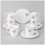 Кофейный набор "INSPIRATION" золотой цветок на 6 пер. 12 пр. 220 мл (кор=4наб.) LEFARD 422-128