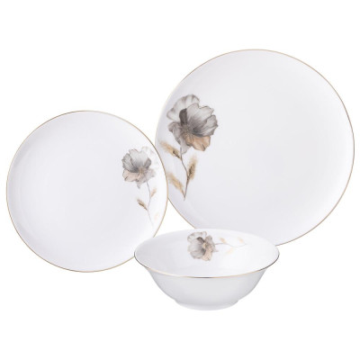 Набор посуды "INSPIRATION" золотой цветок на 4 пер. 12 пр. LEFARD 422-147