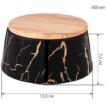 Банка с дерев.крышкой "FANTASY" 13,5*7,5 см 600 мл черная (кор=24шт.) LEFARD 42-339-1