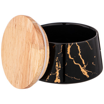 Банка с дерев.крышкой "FANTASY" 13,5*7,5 см 600 мл черная (кор=24шт.) LEFARD 42-339-2