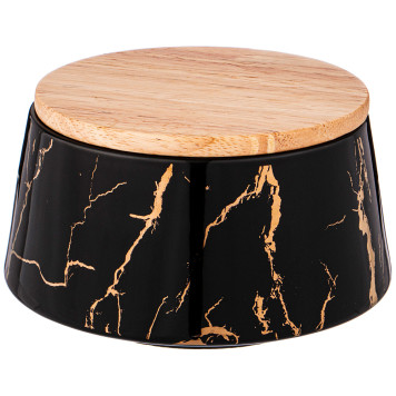 Банка с дерев.крышкой "FANTASY" 13,5*7,5 см 600 мл черная (кор=24шт.) LEFARD 42-339