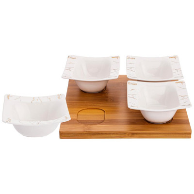 Набор из 4 салатников на дерев.подставке "FANTASY" 11,5 см (кор=12наб.) LEFARD 42-360-2