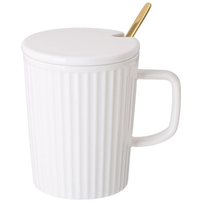 Кружка " HERBAL"  с крышкой и металл. ложкой 350 мл (кор=48шт.) LEFARD 42-481