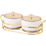 Набор банок " HERBAL"  с пластик. крышкой 2 шт. 230 мл на металл. подставке (кор=24наб.) LEFARD 42-484