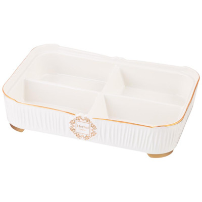 Менажница "HERBAL" 4 секции 31*22*11 см со стеклянной крышкой (кор=6шт.) LEFARD 42-488-1