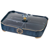 Менажница "HERBAL" 4 секции 31*22*11 см со стеклянной крышкой синяя (кор=6шт.) LEFARD 42-489