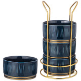 Набор салатников "HERBAL" на металл. подставке 4 шт. 11,5*6 см 450 мл синий (кор=8наб.) LEFARD 42-501