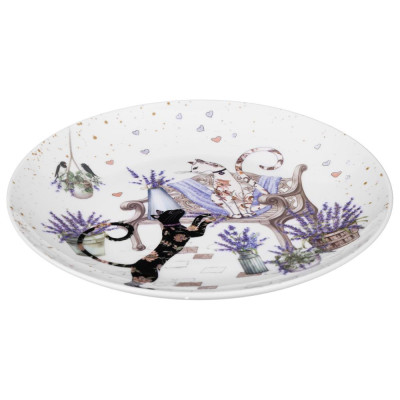 Набор тарелок закусочных "ЛАВАНДОВЫЕ КОТЫ" 2 шт. 20,5*2 см (кор=18наб.) LEFARD 425-166-4