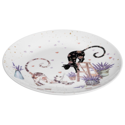 Набор тарелок закусочных "ЛАВАНДОВЫЕ КОТЫ" 2 шт. 20,5*2 см (кор=18наб.) LEFARD 425-167-3