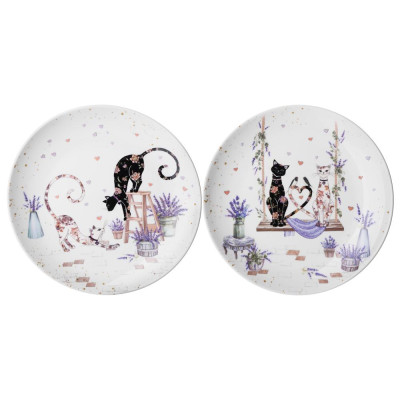 Набор тарелок закусочных "ЛАВАНДОВЫЕ КОТЫ" 2 шт. 20,5*2 см (кор=18наб.) LEFARD 425-167