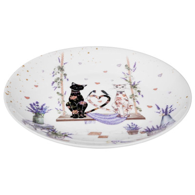 Набор тарелок закусочных "ЛАВАНДОВЫЕ КОТЫ" 2 шт. 20,5*2 см (кор=18наб.) LEFARD 425-167-4