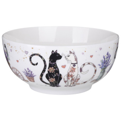 Салатник "ЛАВАНДОВЫЕ КОТЫ" 15*7 см 730 мл (кор=36шт.) LEFARD 425-169