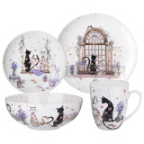 Набор посуды обеденный "ЛАВАНДОВЫЕ КОТЫ" на 4 пер. 16 пр. (кор=2наб.) LEFARD 425-170