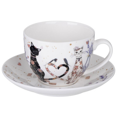 Чайная пара "ЛАВАНДОВЫЕ КОТЫ" 275 мл (кор=32наб.) LEFARD 425-171