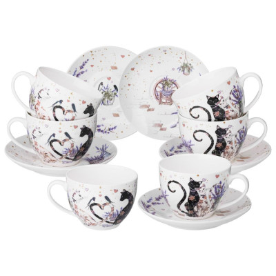Чайный набор "ЛАВАНДОВЫЕ КОТЫ" на 6 пер. 12 пр. 275 мл (кор=4наб.) LEFARD 425-173