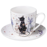 Чайная пара "ЛАВАНДОВЫЕ КОТЫ" 350 мл (кор=24наб.) LEFARD 425-174