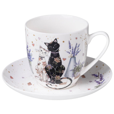 Чайная пара "ЛАВАНДОВЫЕ КОТЫ" 350 мл (кор=24наб.) LEFARD 425-174