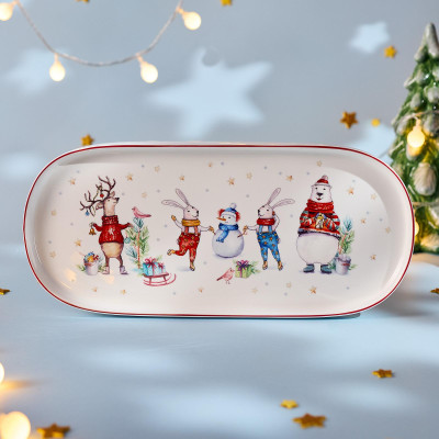 Блюдо овальное "WINTER STORY" 34*14,5 см (кор=12шт.) LEFARD 425-275-1