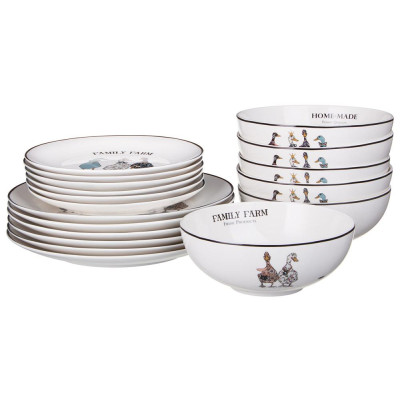 Набор посуды обеденный "FAMILY FARM" на 6 пер. 18 пр. (кор=1наб.) LEFARD 425-298-1