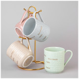 Набор кружек "GOOD MORNING" на металл. подставке 4 шт. 330 мл микс цветов (кор=4наб.) LEFARD 42-533