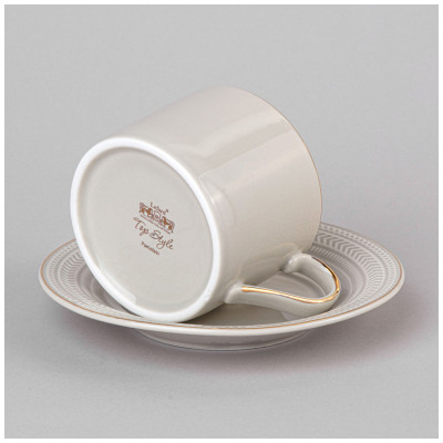 Чайная пара "TOP STYLE" 250 мл светло-серая (кор=36наб.) LEFARD 42-543-4