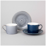 Чайный набор "TOP STYLE" на 2 пер. 4 пр. 250 мл серый, синий (кор=12наб.) LEFARD 42-544